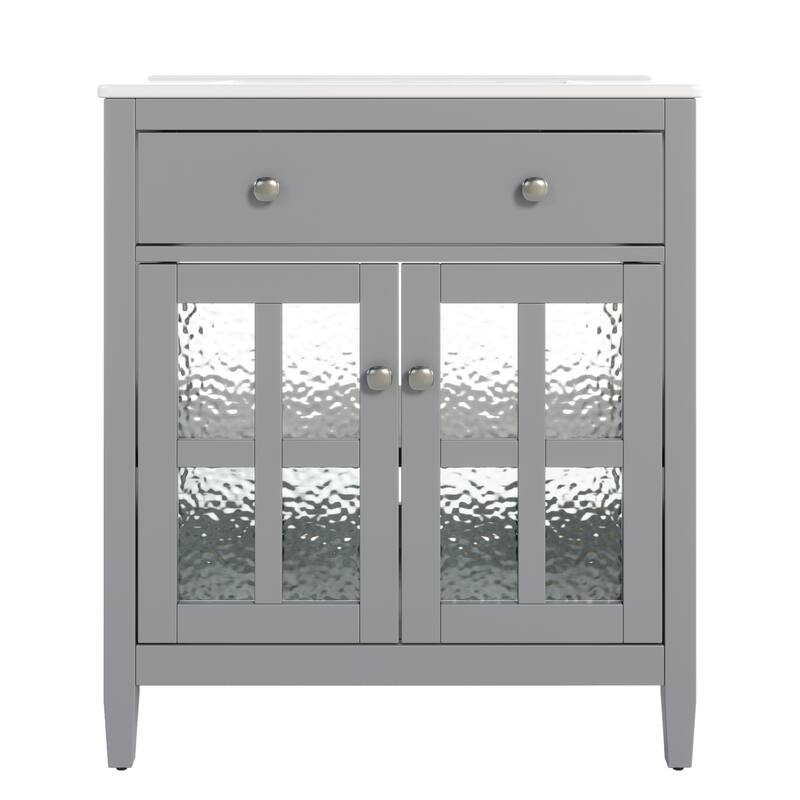 30" Bathroom Vanity with Ceramic Sink - Grey