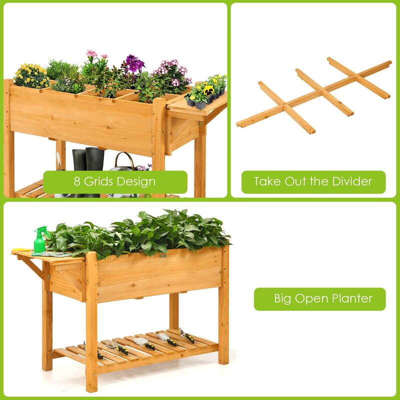 Planter Raised Bed Elevated Raised Garden Box with 8 Grids
