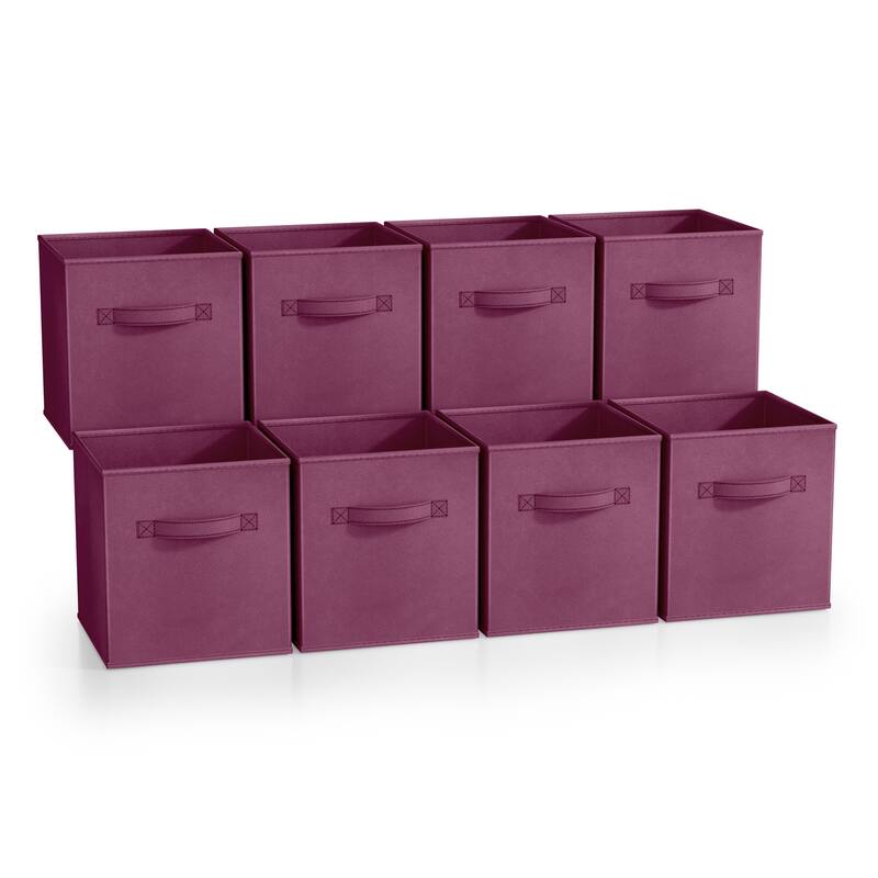 Sorbus Fabric Storage Bins 11" Foldable Cubes With Handles For Pantry, Cubbies, Toy And Closet Shelving Organization - 8Pk - Purple