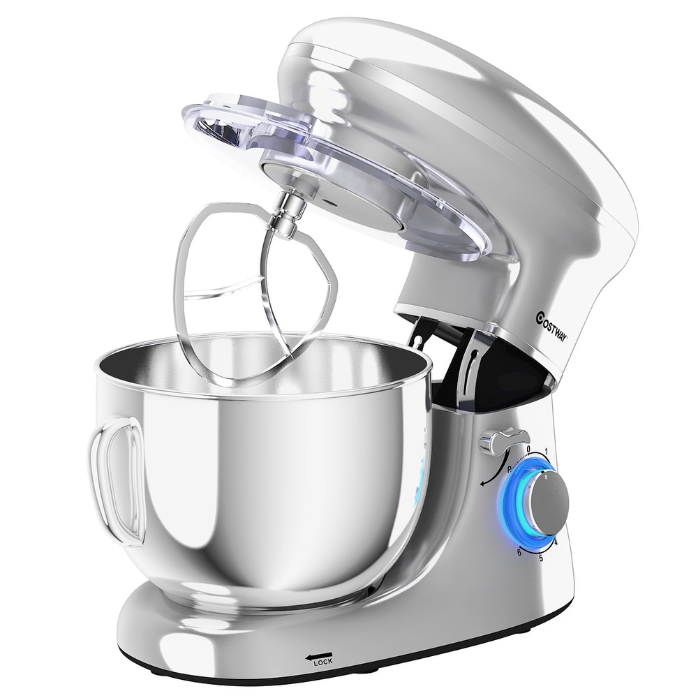 VEVOR 6 in 1 Stand Mixer, 450W Tilt-Head Multifunctional Electric Mixer with 6 Speeds LCD Screen Timing, 7.4qt Stainless Bowl, Dough Hook, Flat