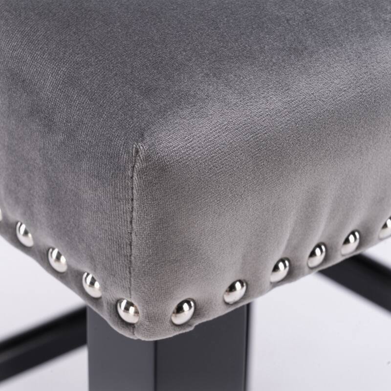 Velvet Upholstered Wing-Back Barstools Set of 4