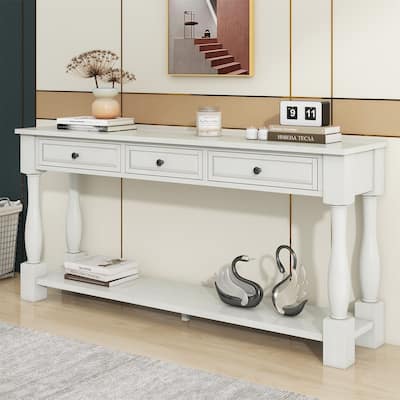 Merax 64" Long Extra-thick Console Table with Drawers and Shelf