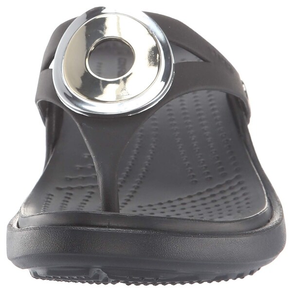 crocs women's sanrah metal block slide sandal