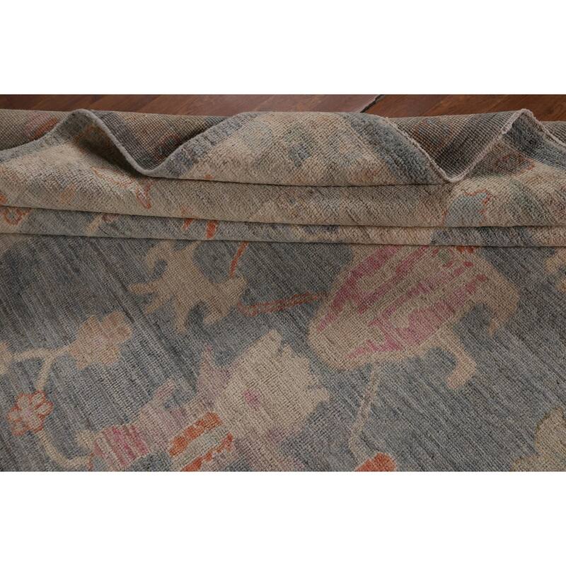 Vegetable Dye Oushak Turkish Rug Hand-Knotted Transitional Wool Carpet - 9'0"x 11'8"