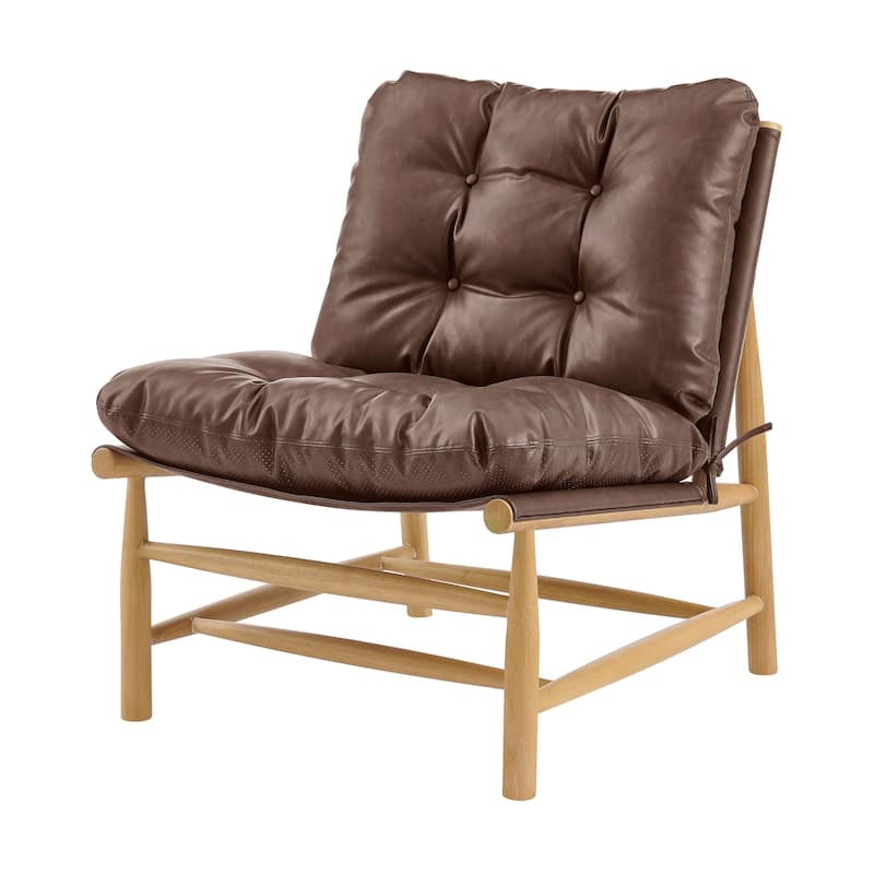 NPD Furniture Oswald Faux Leather Tufted Accent Chair - Casa Brown