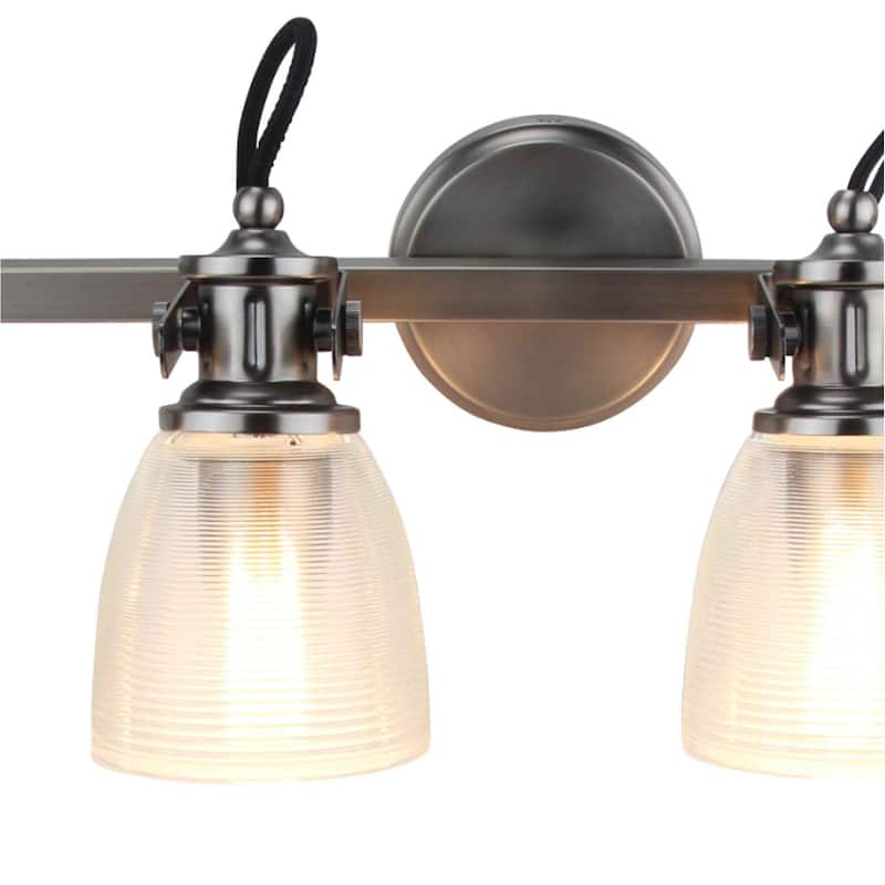 4 Light vanity Lamp with Clear Horizontal Ribbed Glass - Brushed Nickel
