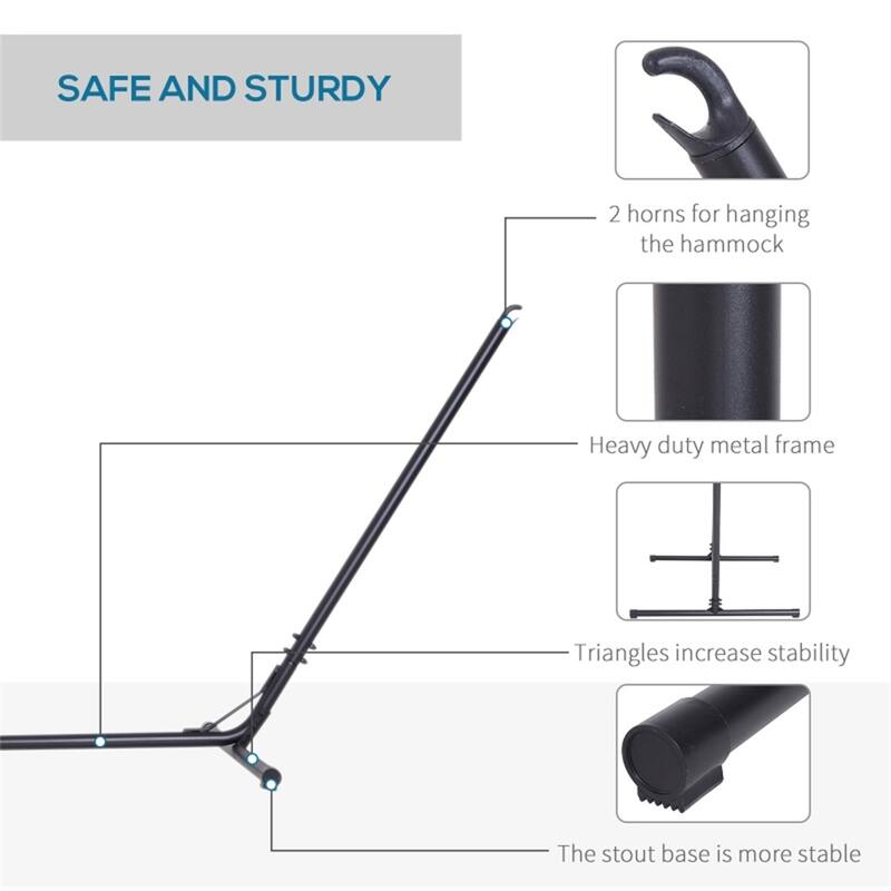 Adjustable Black Metal Hammock Stand Heavy Duty Frame for Indoor and Outdoor Use Fits Hammocks Up to 10.8 Feet