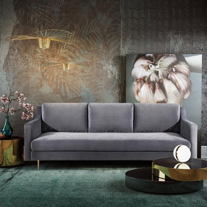 Shop Milan Grey Velvet Sofa Overstock 21621114
