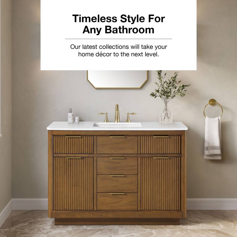OVE Xander Bathroom Vanity with White Engineered Stone Top