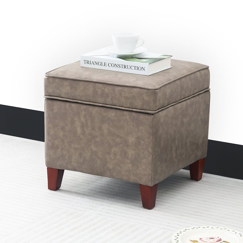 Adeco Square Storage Ottoman 17 inch Footstool