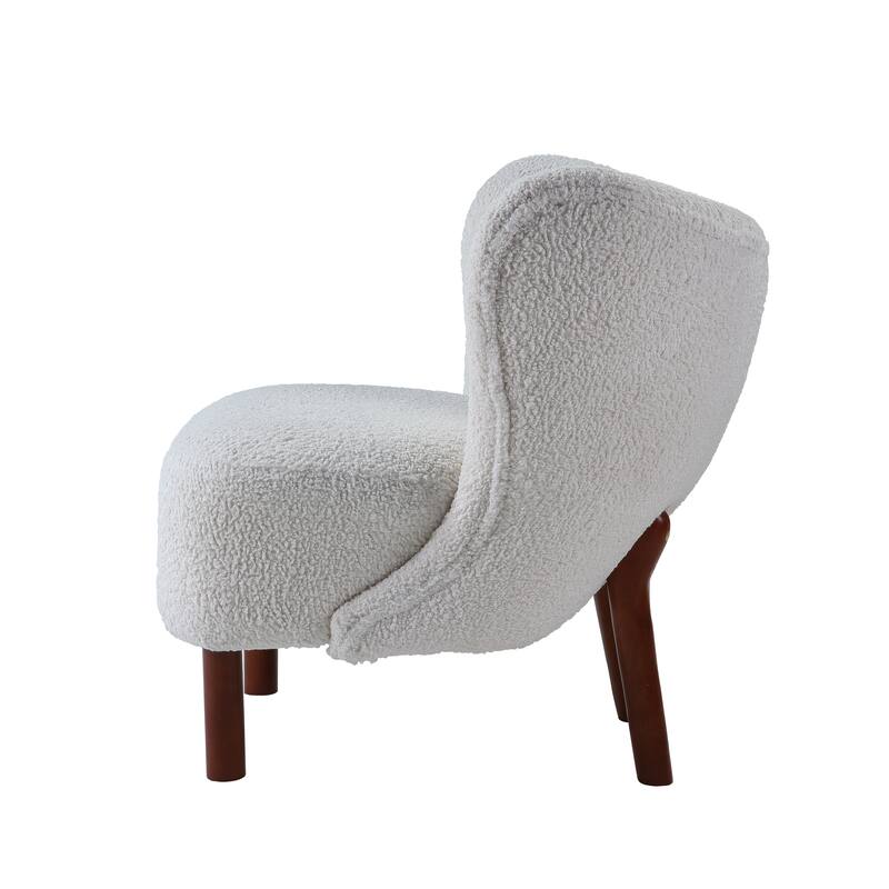 White 31" Armless Accent Chair with Tufted Back