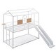 preview thumbnail 11 of 15, Twin over Twin Metal House Bunk Bed with Slide for Kids