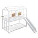 preview thumbnail 11 of 15, Twin over Twin Size Metal House Bunk Bed With Slide for Kids, Teens, Girls, Boys