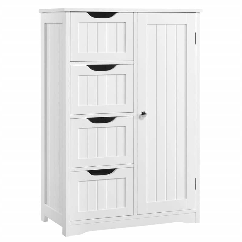 Wooden Floor Cabinet - 11.4"D x 21.4"W x 32.5"H - White