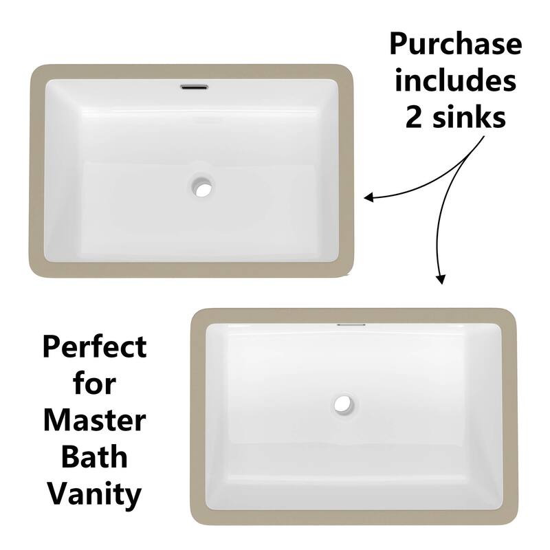 23 5/8" Vessel Sink Rectrangle Undermount Bathroom Sink With Overflow (2 Pack) - 24"Rectrangle Undermount Bathroom Sink(2 Pack)