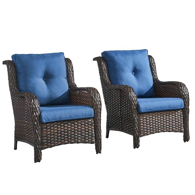 Outdoor Wicker High Back Club Chair Set of 2