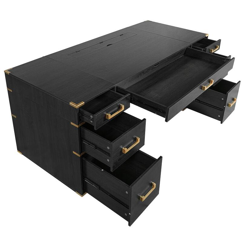 70" Extra-Large Executive Desk with Metal Edge Trim by Harper&Bright Designs