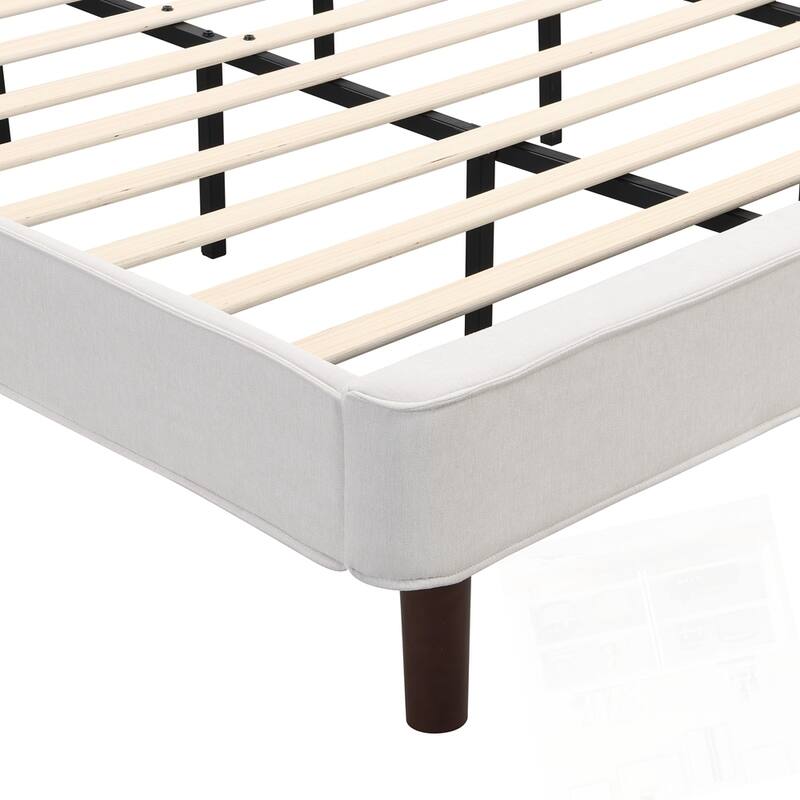 King Size Bed Frame Upholstered Platform Bed with Wingback Headboard