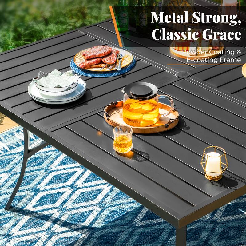 MAISON ARTS 9 Piece Patio Dining Set with 8 Stackable Textilene Chairs and 1 Metal Table