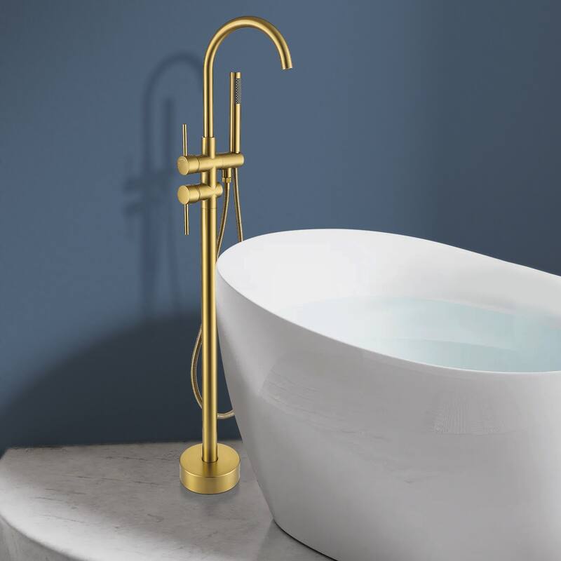 Topcraft Floor Mounted Bathtub Filler with Handheld Showerhead