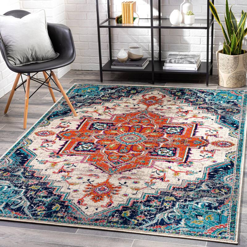 Livabliss Paramount Updated Traditional Medallion Area Rug - 8'10" x 12'10" - Orange