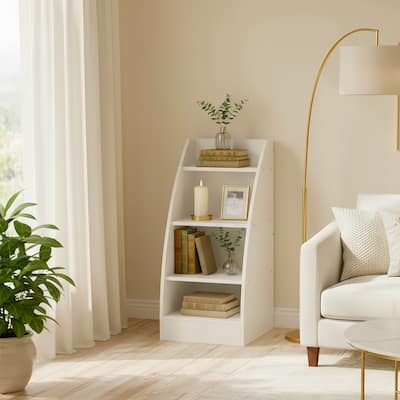 Homy Casa Kids' White Bookshelf, 4-Tier Board Storage Organizer