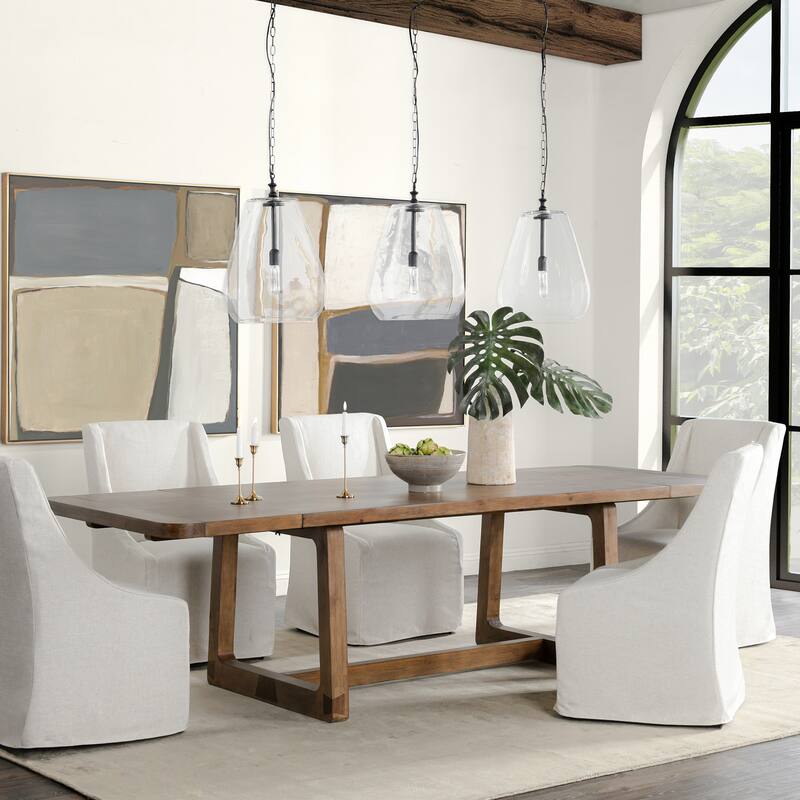 Classic Home Lyra 80-110" Extendable Dining Table in Smoke Brown - 80-110Wx39Dx30H