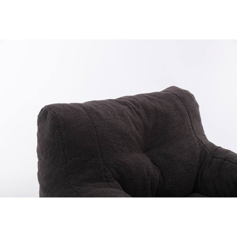 Dark Gray Teddy Modern 39.37" Upholstered Bean Bag Chair with Memory Sponge for Living Room