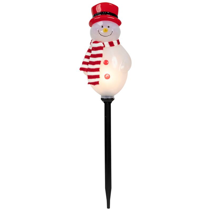 Lighted Snowmen Christmas Pathway Markers - Clear Lights - 4.5' White Wire - 3ct