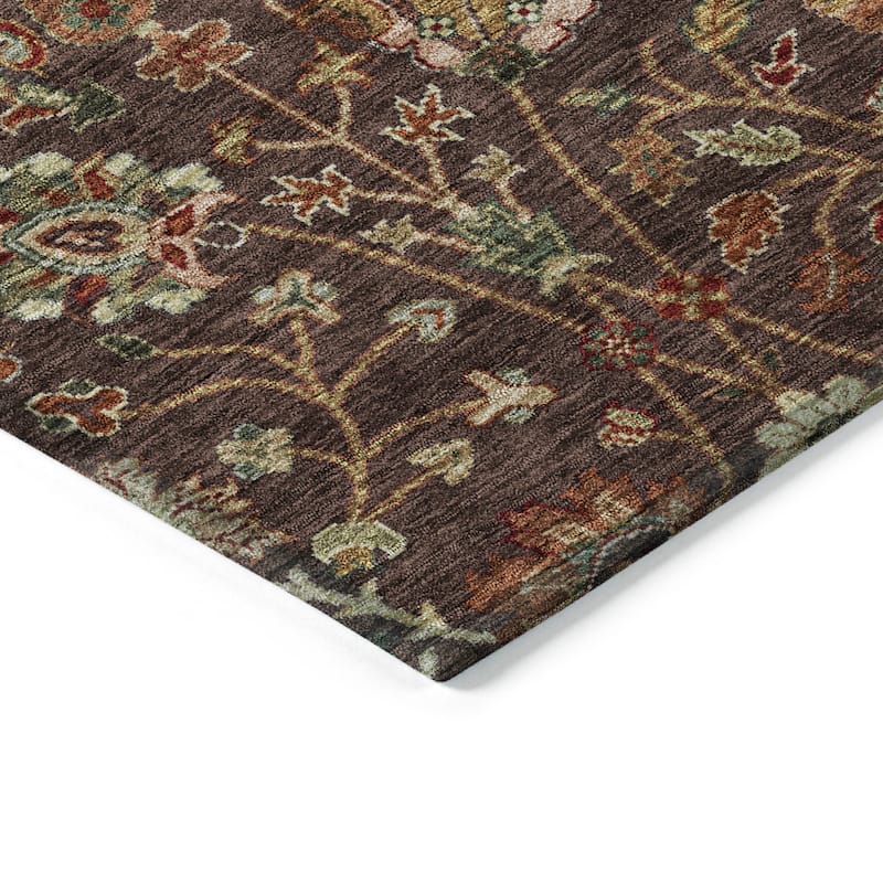 Machine Washable Indoor/ Outdoor Traditional Kashan Chantille Rug