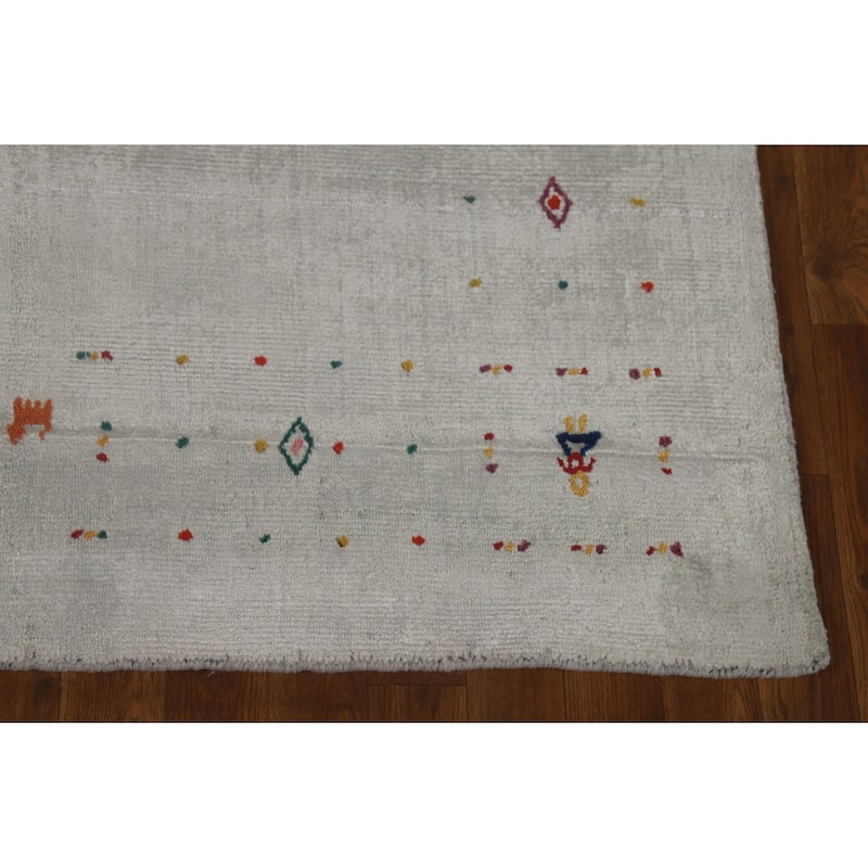 Hand Knotted Oriental 100% Wool Carpet Tribal Tribal Green Gabbeh Area Rug - 8' 1'' X 4' 10''