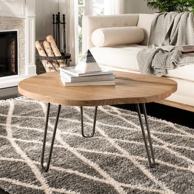 SAFAVIEH Dale Free Edge Coffee Table -Weathered/Oak - 35.4" x 35.4" x 17.7"