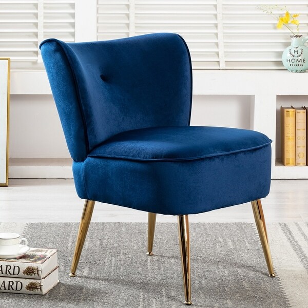 Blue velvet outlet bedroom chair