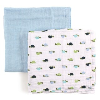 Luvable Friends Baby Boy Muslin Cotton Swaddle Blanket, Turtle, One Size - Turtle - One Size