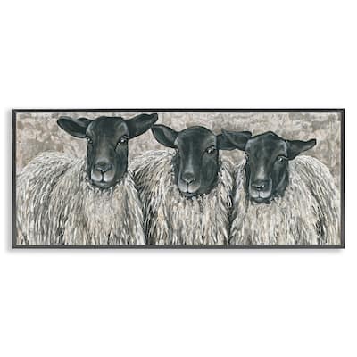 Stupell Three Sheep Trio Rural Farm Animal Portrait Framed Wall Art, Design by Hollihocks Art