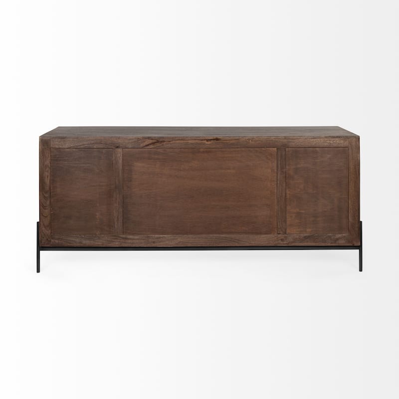 Glenn VI Medium Brown Solid Wood w/ Black Iron Trim Sideboard - 71.5L x 18.0W x 30.0H