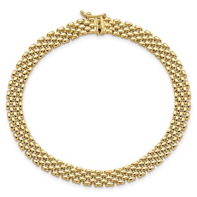 Curata 14k Gold 6mm Panther Link Bracelet 7.5 Inch