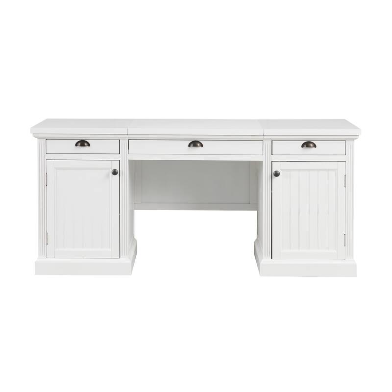 67''Modern Executive Desk,Computer Desk with 2 Storage Cabinet and 3 Drawers, Rectangle Home Office Desk with back