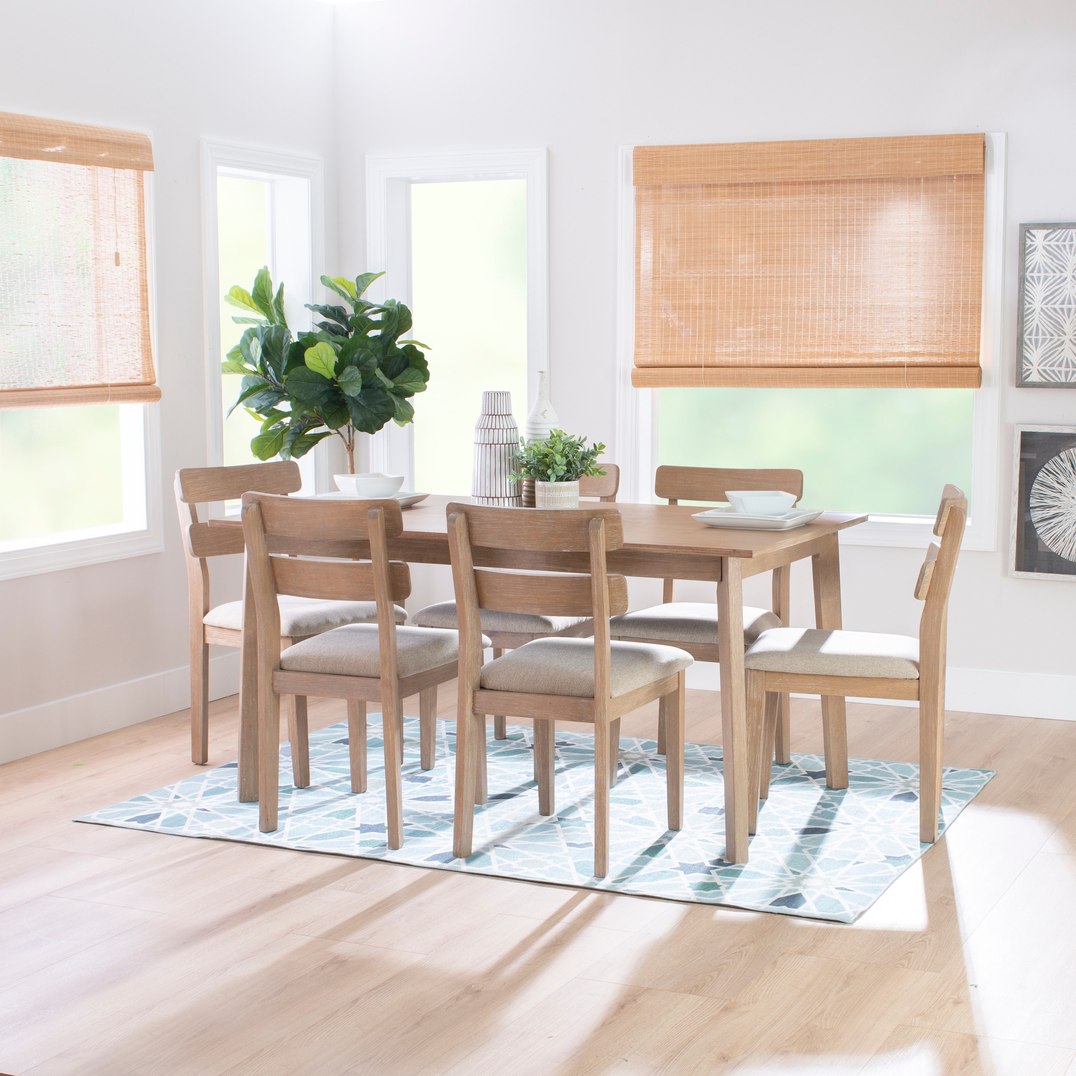Linon Dolan Mid Century 7 Piece Dining Set