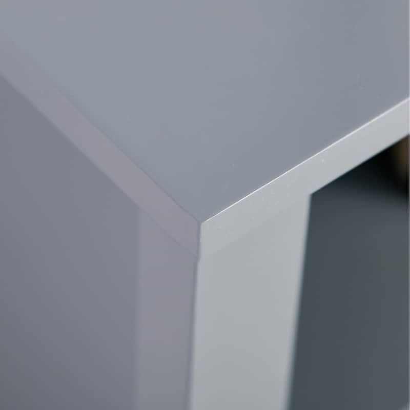Kleankin Bathroom Cabinet Organizer with 2-Tier Open Shelves, Double Door Enclosed Storage and Elevated Base