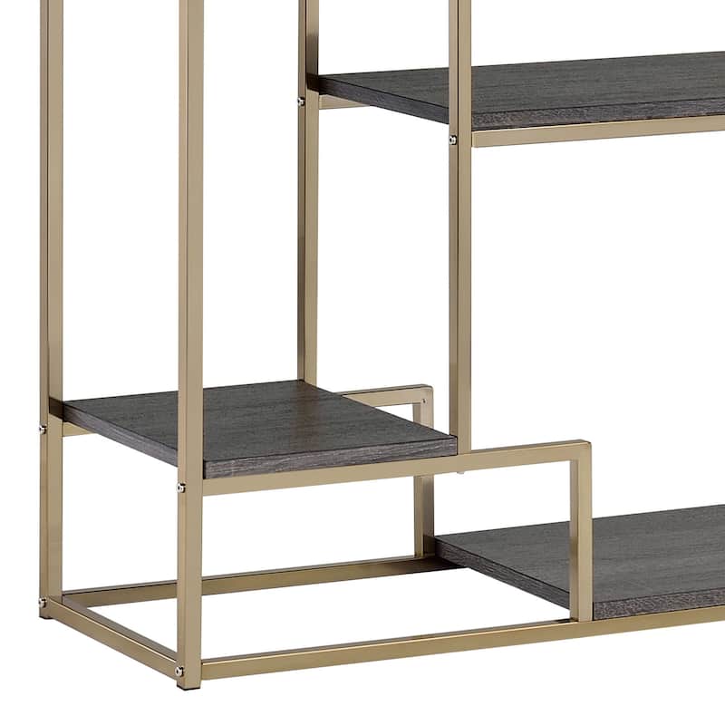 Viby Contemporary 6-Shelf Metal Tiered Open Bookcase by Silver Orchid