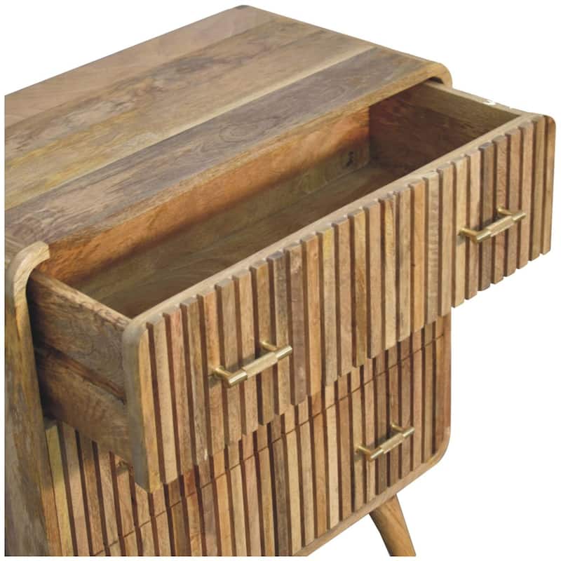 Artisan Furniture Solid Wood T-bar Ridged Chest, Beige with 3 Drawers - N/A