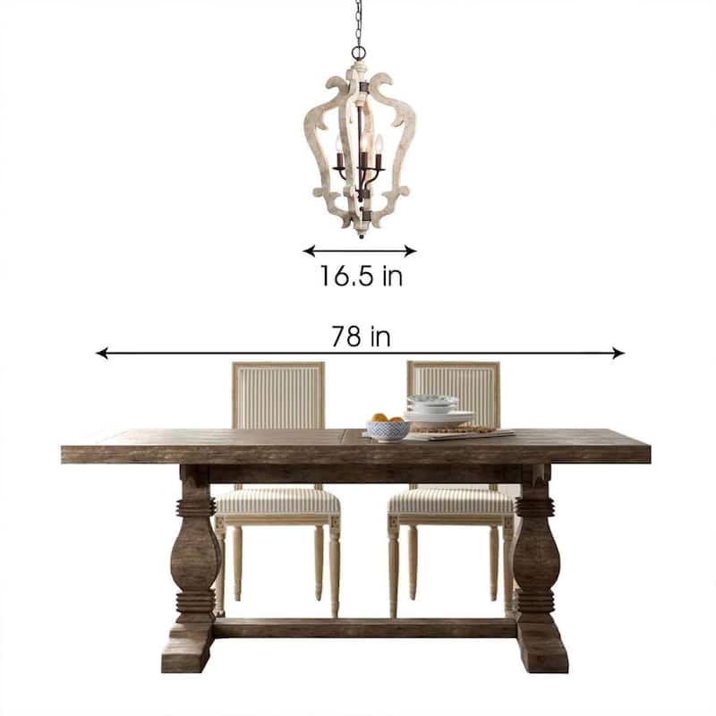 Farmhouse 3-Light Wood Lantern Chandelier Rustic Kitchen Island Pendant Lights