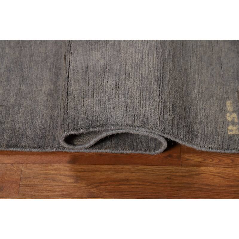 Hand Knotted Oriental 100% Wool Carpet Modern Modern Greys & Charcoal Gabbeh Area Rug - 5' 11'' X 4' 0''