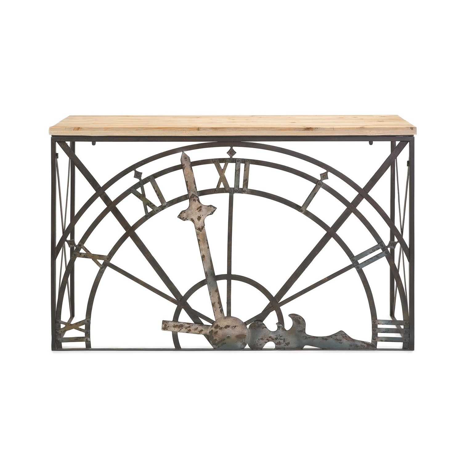 Shop 32 75 Orasan Wrought Iron And Fir Wood Half Clock Console