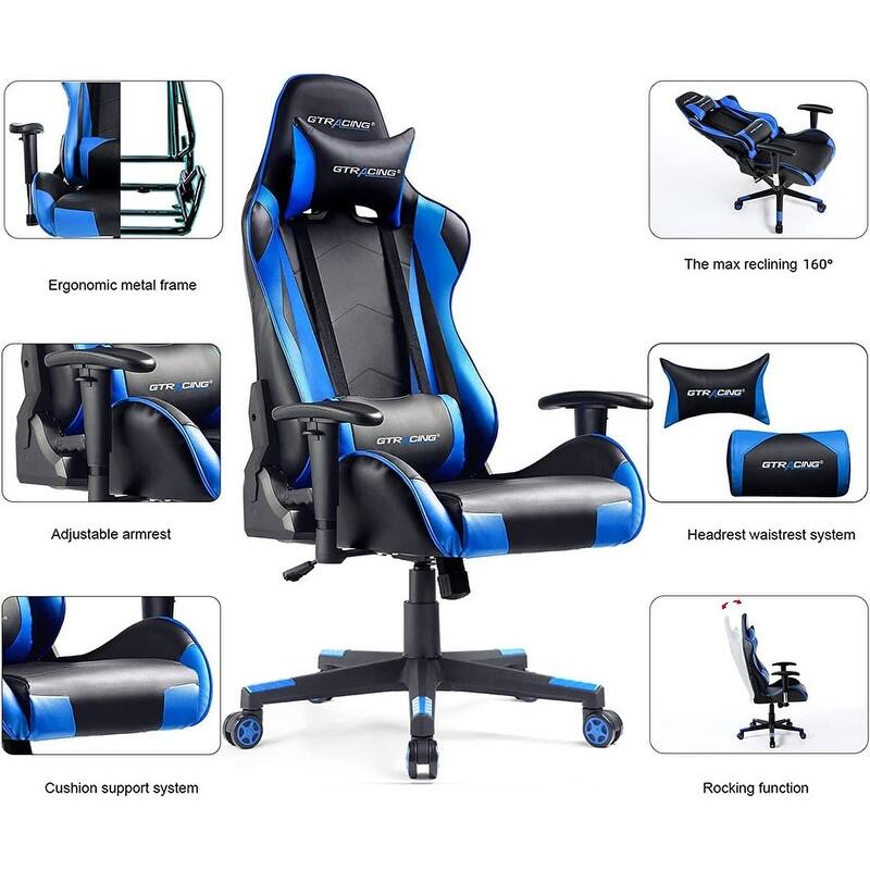 Lucklife Gaming Chair Racing Office Computer Ergonomic Video Game Chair with Headrest and Lumbar Pillow Esports Chair