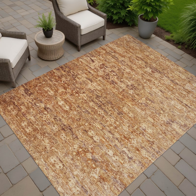 Machine Washable Indoor/ Outdoor Traditional Harmony Chantille Rug - Paprika - 10' x 14'