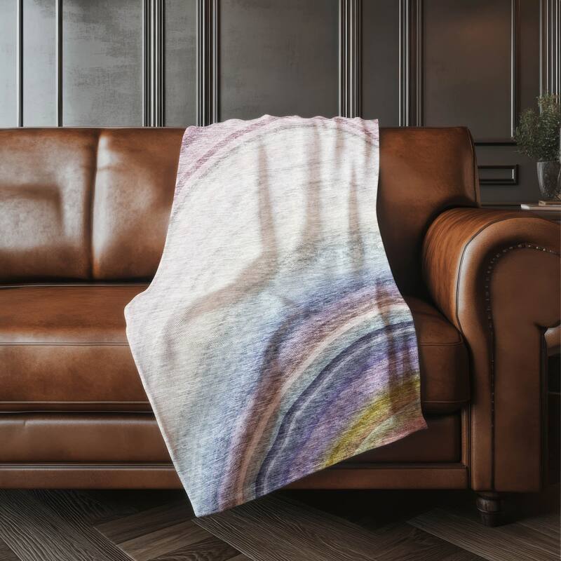 Premium Machine Washable Contemporary Wave Sherpa Throw Blanket - Beige - 4'2" x 5'10"