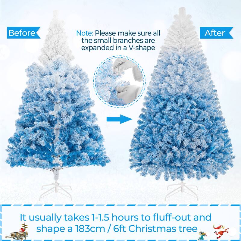 Yaheetech 4.5ft/6ft/7.5ft Pre-lit Flocked Artificial Christmas Tree with Incandescent Warm White Lights