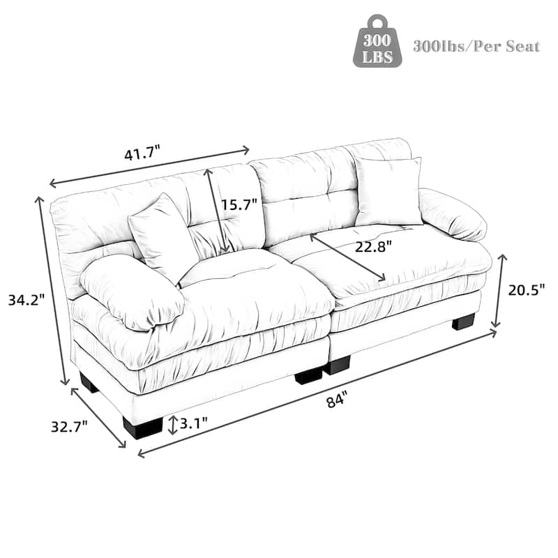 84" Upholstered 3-Seater Sofa with Dual-Layer Memory Foam Cushioning, and Complimentary Comfort Pillows